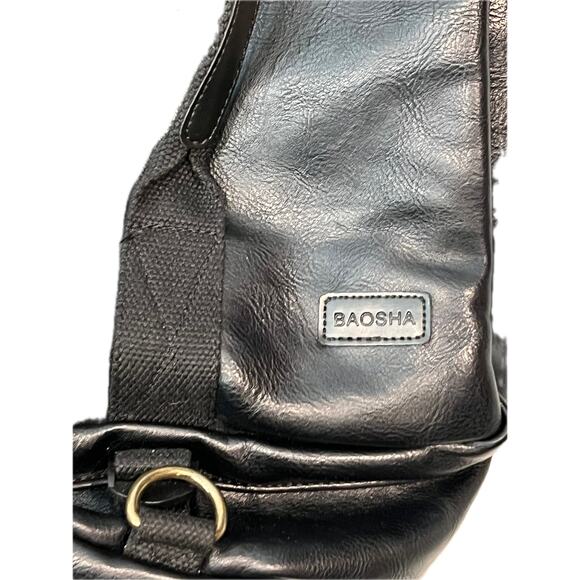 Baosha Bp-16 Pu Leather Casual Backpack College Black - Picture 3 of 5